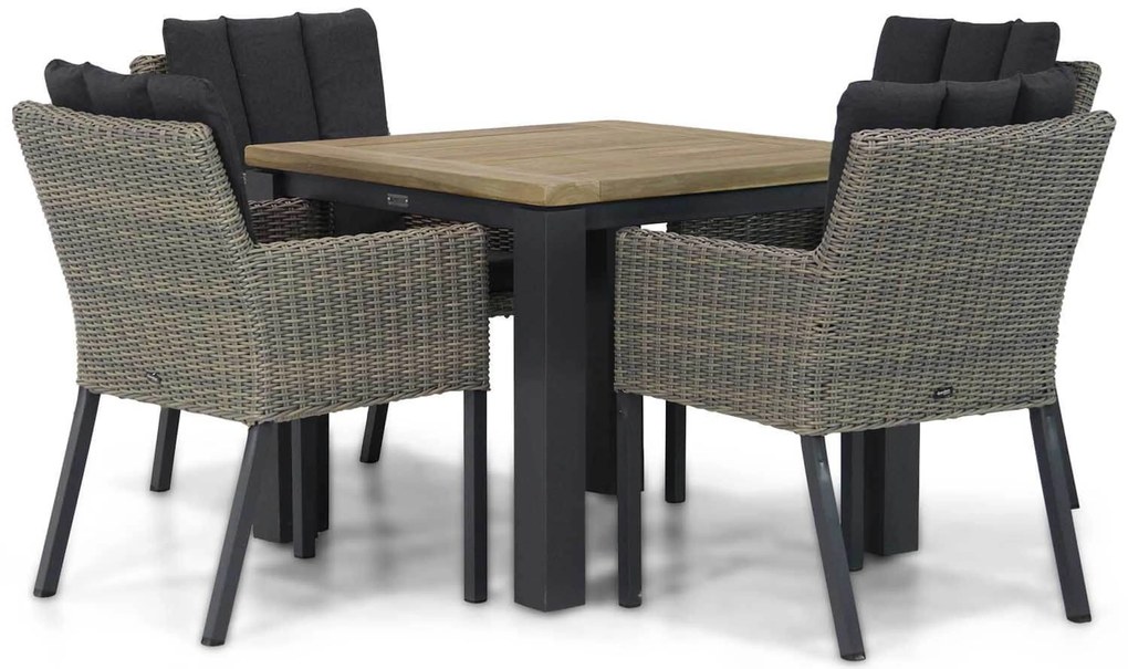 Tuinset 4 personen 90 cm Wicker Taupe Garden Collections Oxbow/Veneto