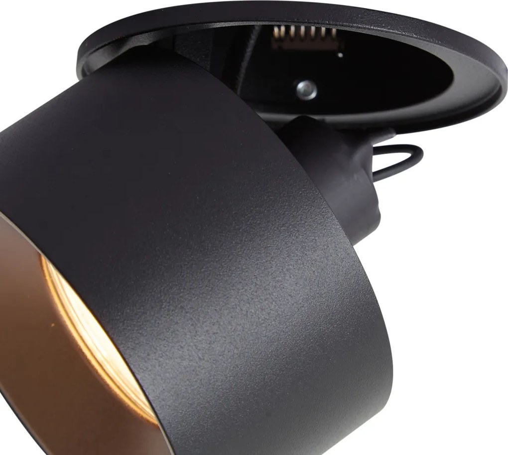 Moderne inbouwspot zwart met brons GU10 50mm - Echo