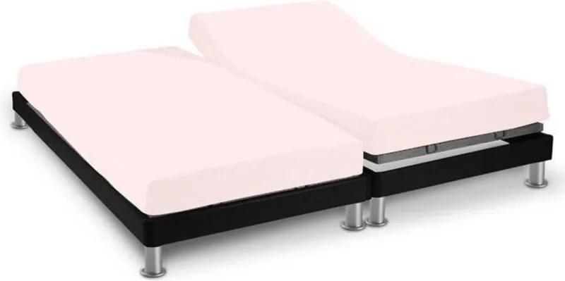 Set van 2 hoeslakens 100% katoen - Bed met hoofd en voeten omhoog tillen - 2x70x190 cm - Effen roze