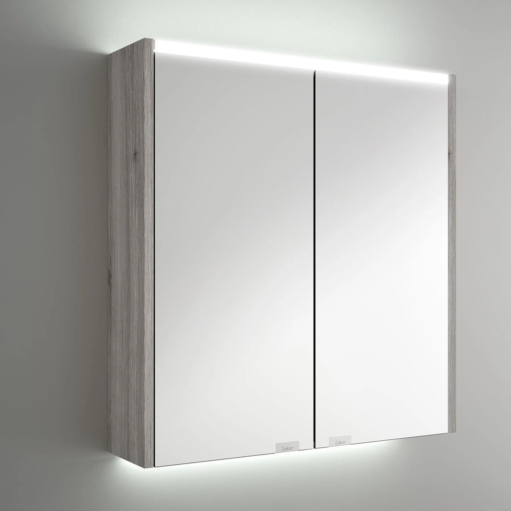 Muebles Ally spiegelkast met verlichting bovenkant 63x66cm grijs eiken