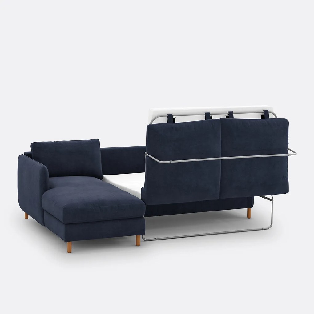 Hoekbank links, converteerbaar, 4 zits, in polyester, LOMÉO