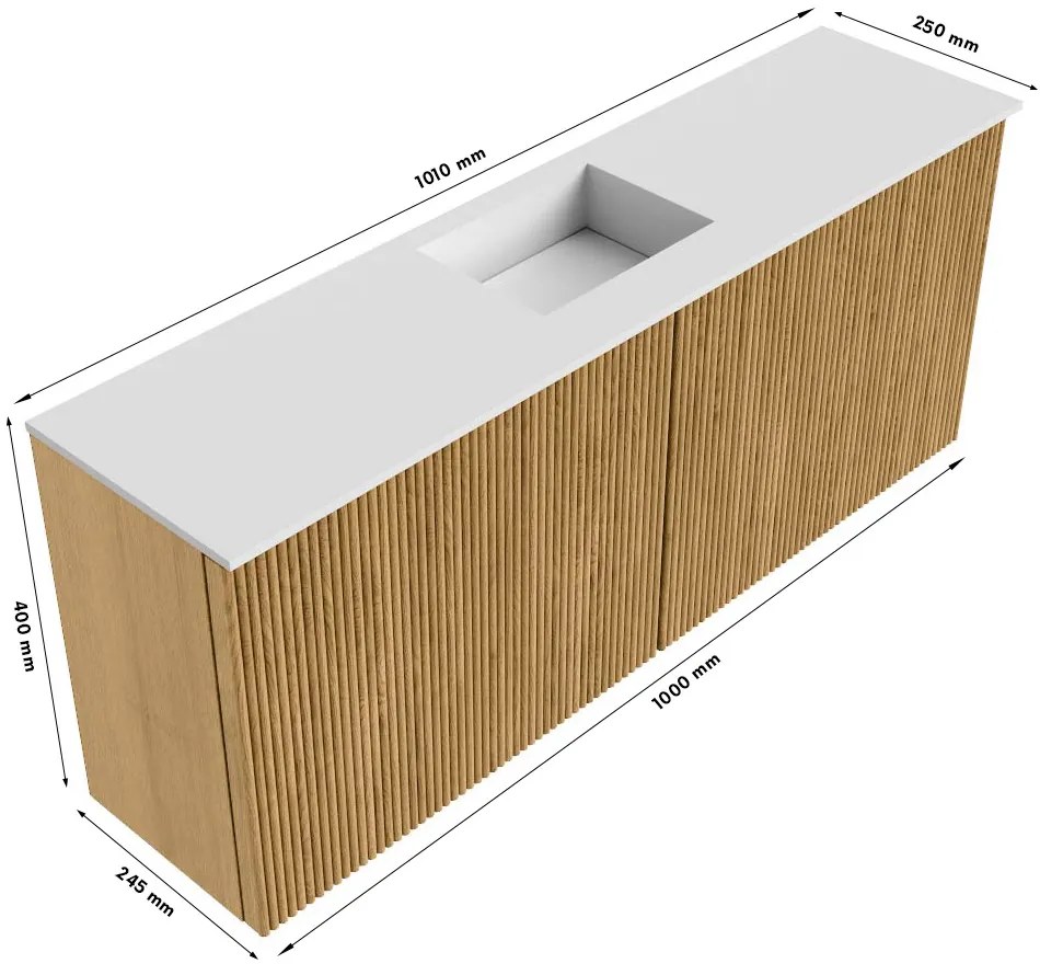 Mondiaz Joya DLux 100cm toiletmeubel shadow met wastafel faye midden zonder kraangat ostra