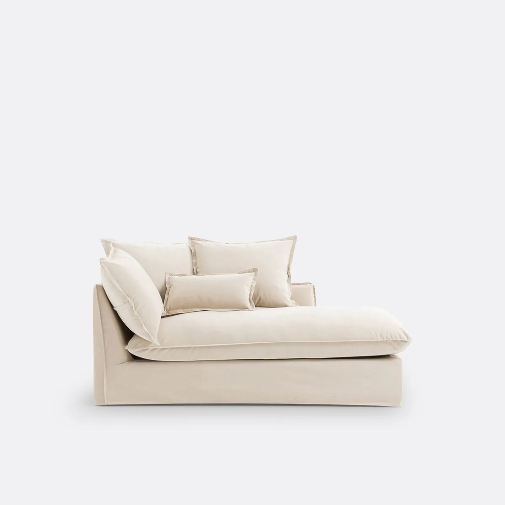 Rechte fluwelen longchair met afneembare hoezen, ODNA