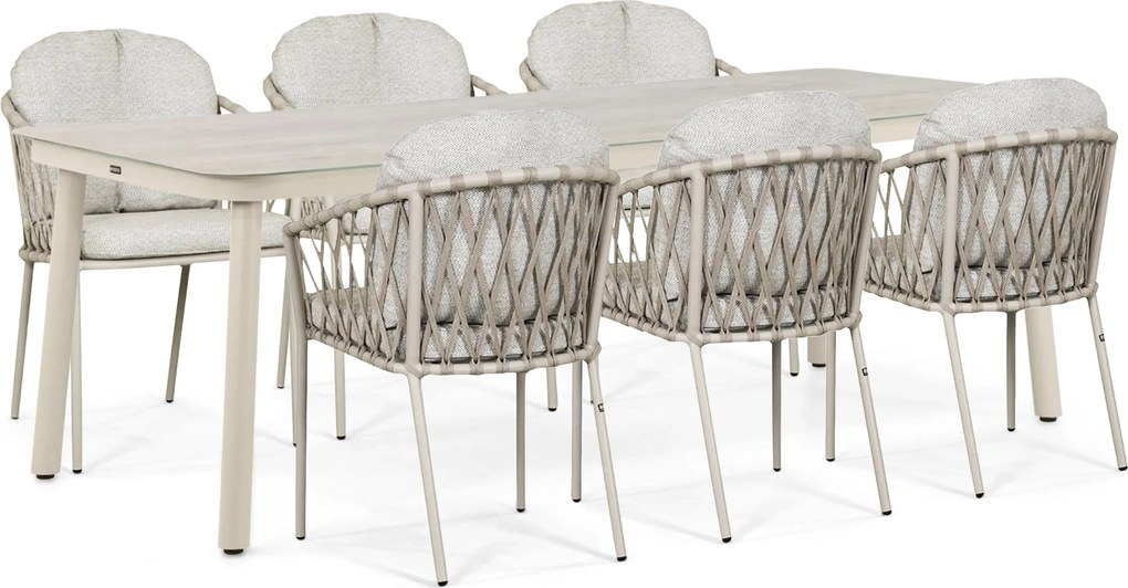 Tuinset 6 personen 220 cm Rope Zand/Beige Lifestyle Garden Furniture Morano/Tavano