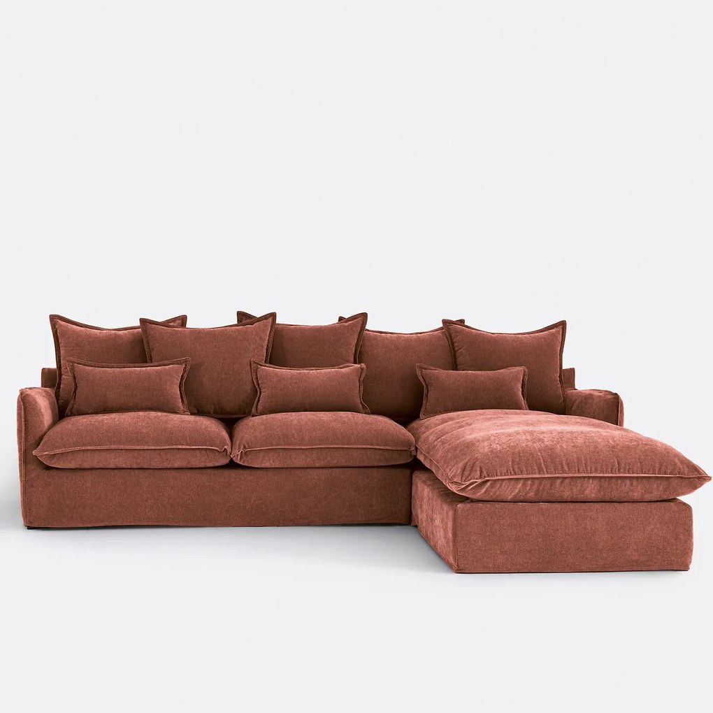 Hoekbank rechts, omvormbaar, met afneembare hoezen, 4-zits, in gemêleerd polyester, ODNA