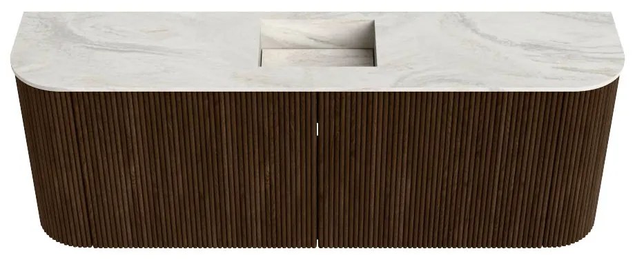 Mondiaz Joya DLux 115cm toiletmeubel ronding links/rechts walnut met wastafel faye midden 1 kraangat ostra
