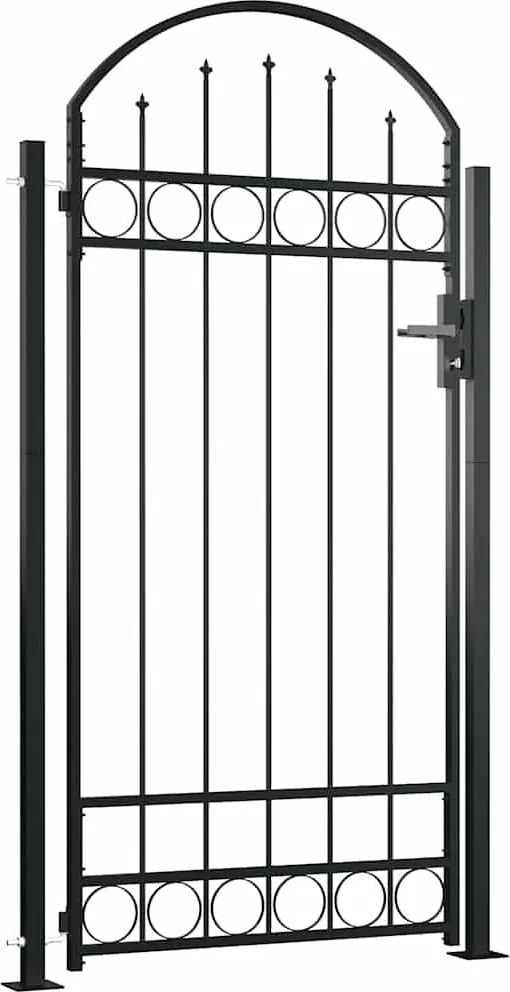 vidaXL Hekpoort Assen met gebogen bovenzijde en 2 palen 105x170 cm zwart