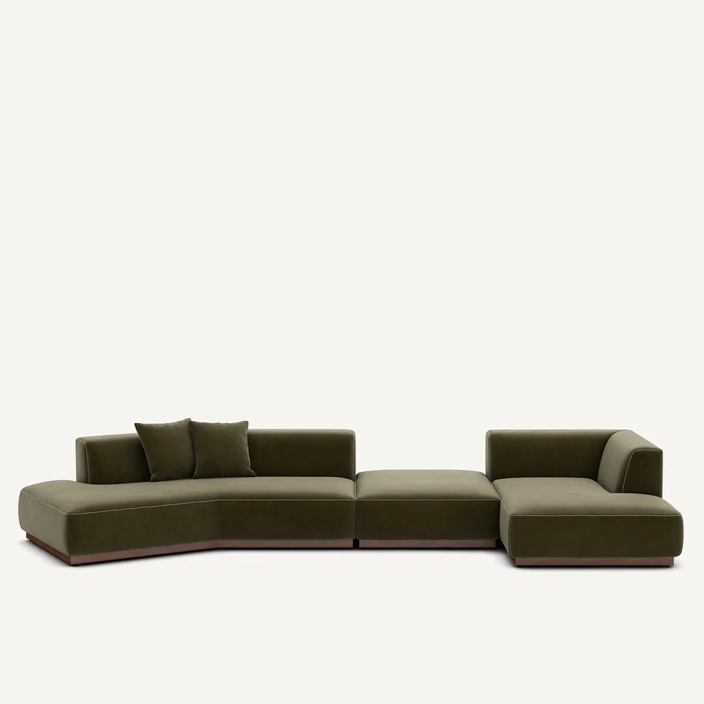 Open bank met hoek rechts met fluwelen voetensteun, JACOPO