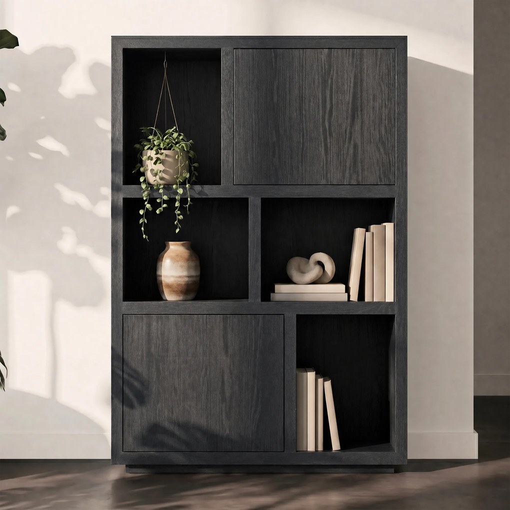 Moderne Kast Van Zwart Eiken - 120x42x170cm.