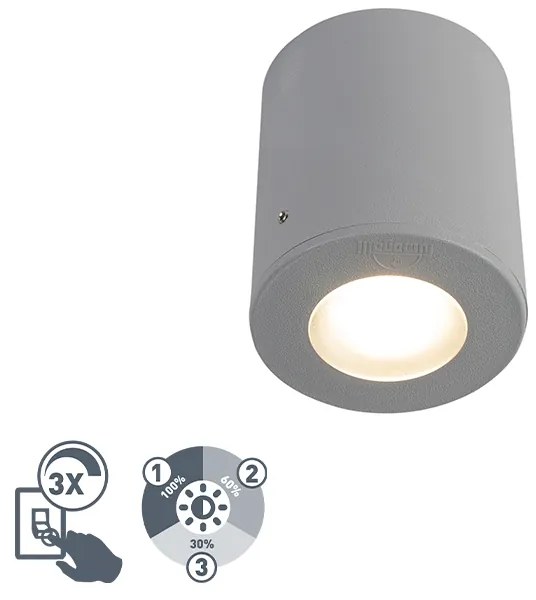 Buitenlamp met dimmer Opbouwspot grijs IP55 incl. GU10 - Franca Modern GU10 Buitenverlichting rond