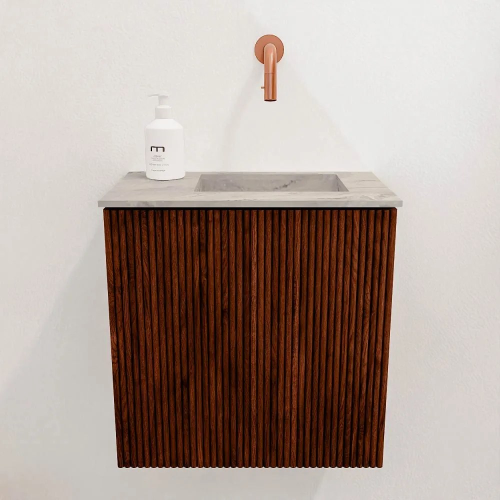 Mondiaz Joya DLux 40cm toiletmeubel ruby met wastafel faye rechts zonder kraangat glace