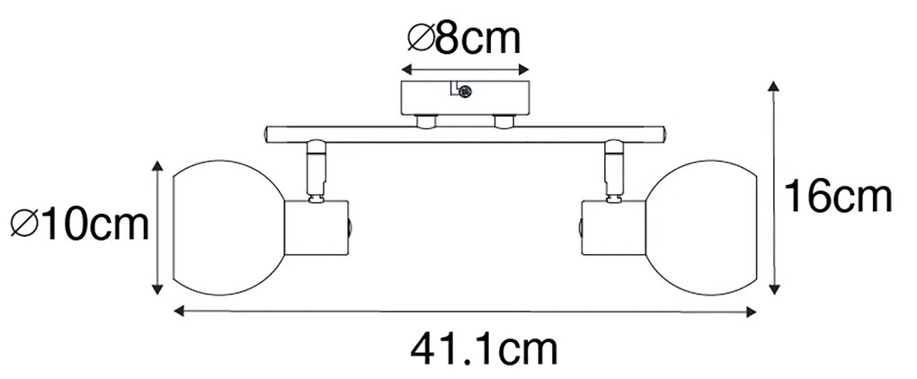 Smart plafondlamp zwart met smoke glas incl. 2 Wifi P45 - Vidro
