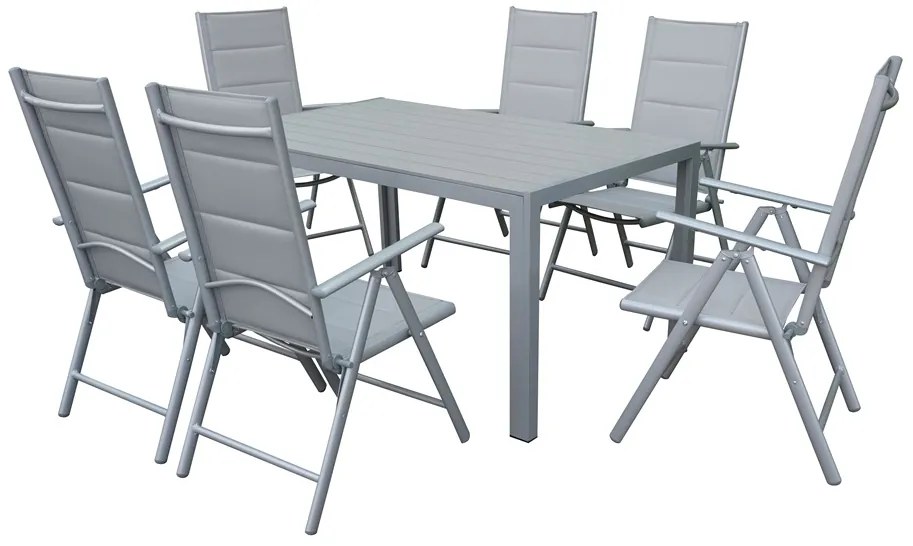 Verona polywood aluminium tuinset voor 6 personen Garden Point lichtgrijs