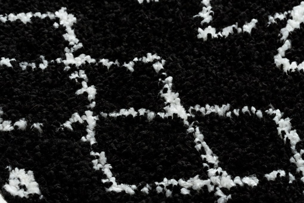 Tapijt BERBER ETHNIC G3802 ROND zwart / witrand ,  Barber , marokkaanse shaggy