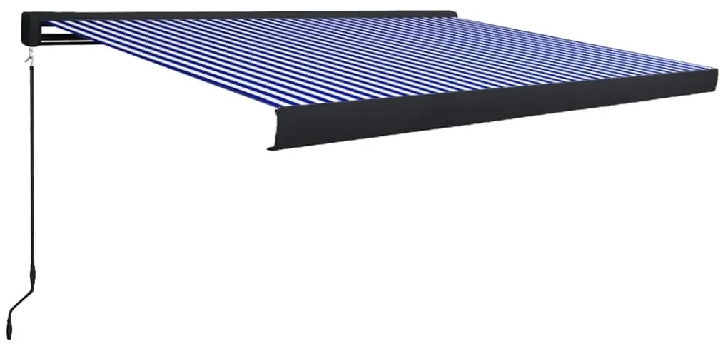 vidaXL Luifel handmatig 400x300 cm blauw en wit