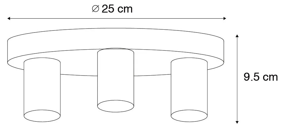 Smart plafondlamp met dimmer brons rond incl. 3 Wifi G95 - Facil Modern E27 Binnenverlichting Lamp