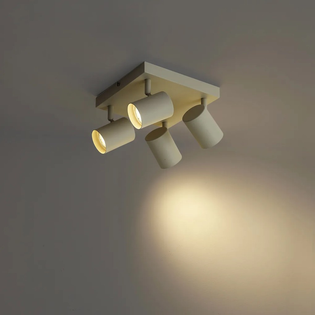 Moderne plafondspot beige 4-lichts kantelbaar - Jeana