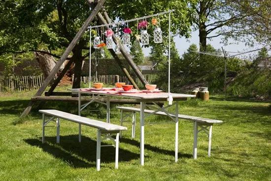 Inklapbare picknickset Scandinavian whitewash 200 cm- FSC keurmerk