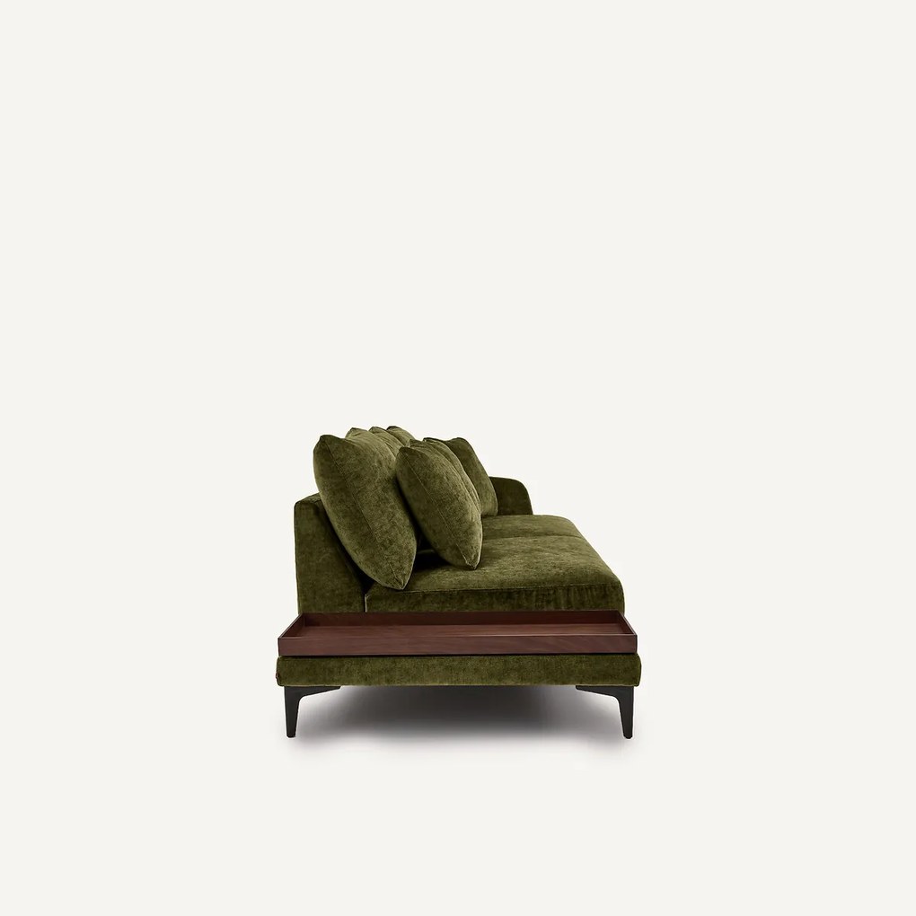Halve bank met tafelblad, van gemengd fluweel, MODERNISTE