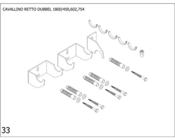 Plieger Cavallino Retto bevestigingsset designradiator dubbel Cavallino Retto breedte 450/602/754mm antraciet metallic (S02) 7253814