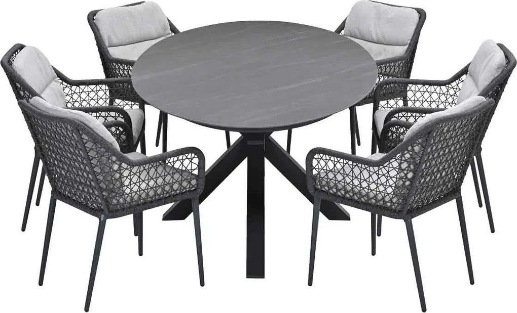 Garden Impressions Pemba tuinset 7-delig - Scot tuintafel Napoli grey 230x115 cm