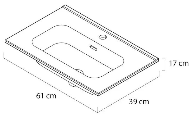 Tiger S-line Calpe wastafel 60x39cm glanzend wit met 1 kraangat