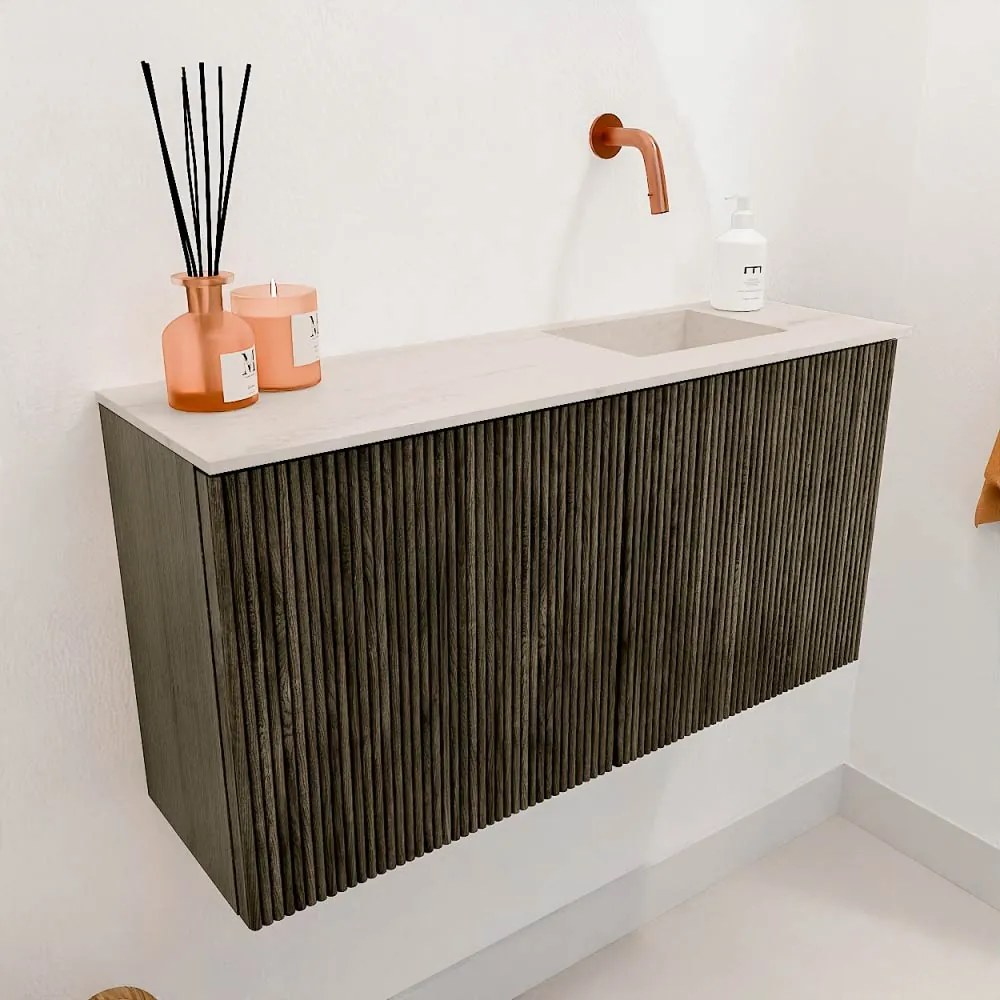 Mondiaz Joya DLux 80cm toiletmeubel shadow met wastafel faye rechts zonder kraangat meli