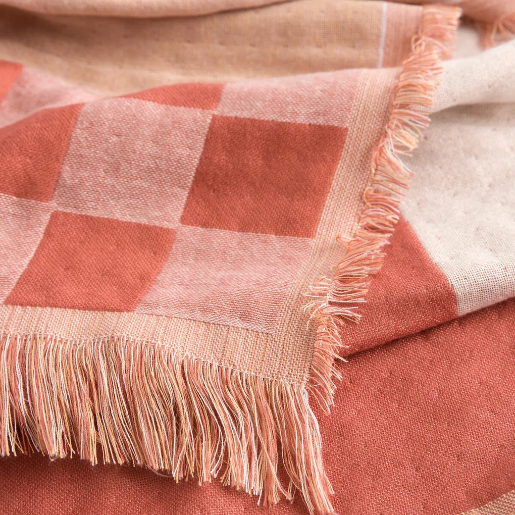 Plaid in jacquard met franjes, Santorin