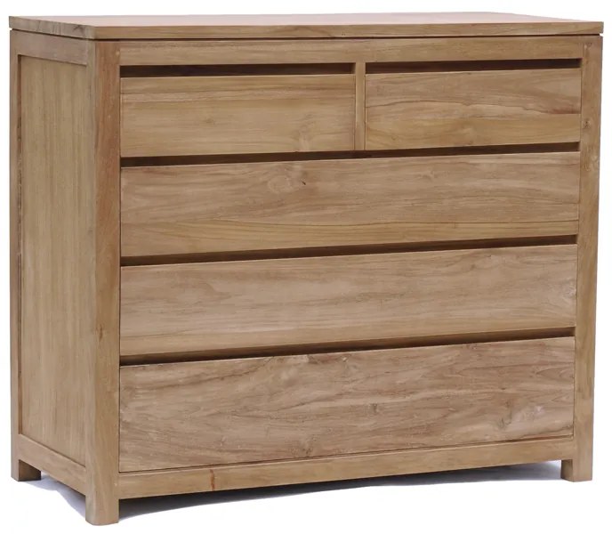 Commode Teakhout Met 5 Lades - 110x50x95cm.