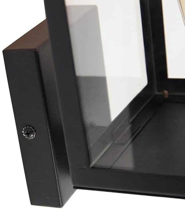 Moderne buiten wandlamp zwart met glas 30 cm - Rotterdam
