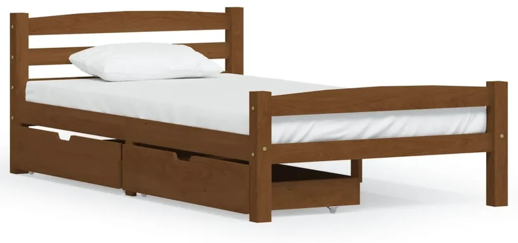 vidaXL Bedframe met 2 lades massief grenenhout honingbruin 100x200 cm