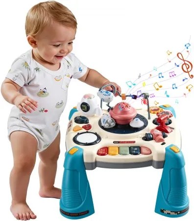 VEVOR Activiteitentafel, Speeltafel inclusief 12 spelletjes en 60 geluidsbronnen, Leertafel met ruimtethema, Zacht gloeiende sterrenprojector, Interactieve kindertafel, Ontdekkingstafel voor kinderen vanaf 6 maanden