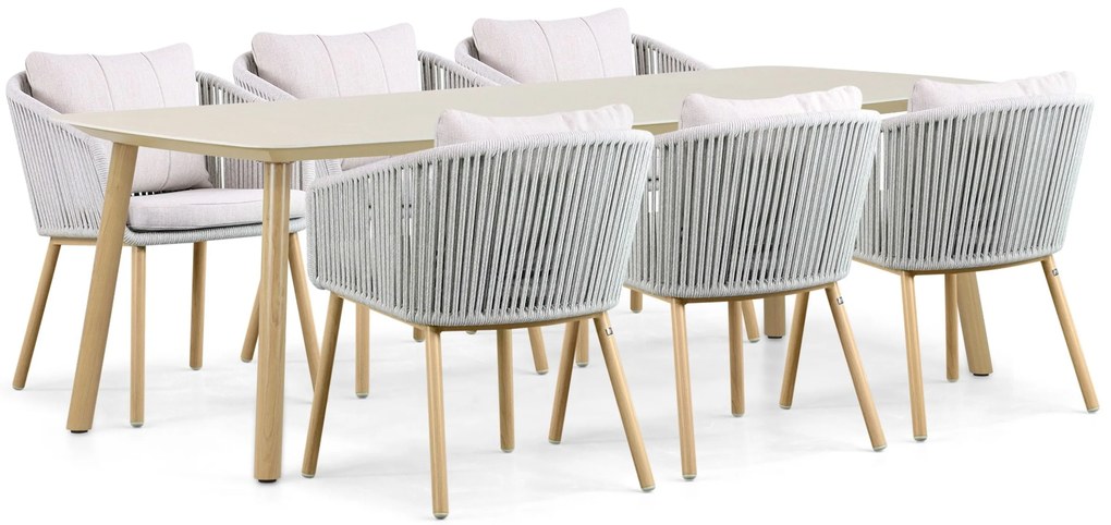 Tuinset 6 personen 240 cm Aluminium/rope Grijs Lifestyle Garden Furniture Bloom/Bloom