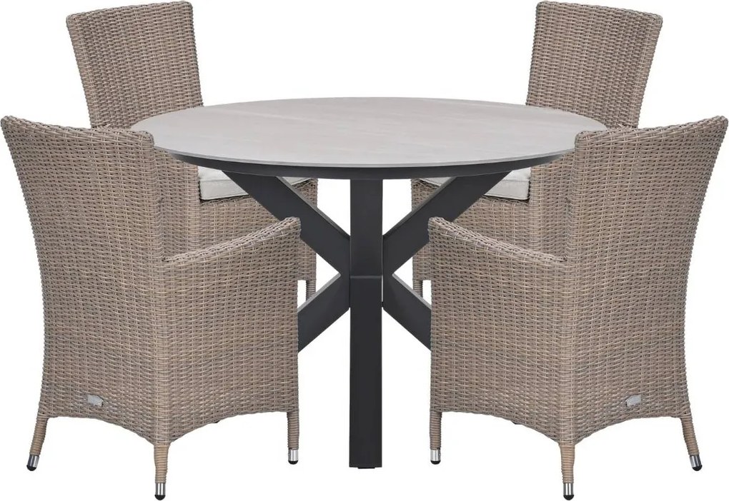 Garden Impressions Sharon tuinset 5-delig - Duuk tuintafel Ø120 cm