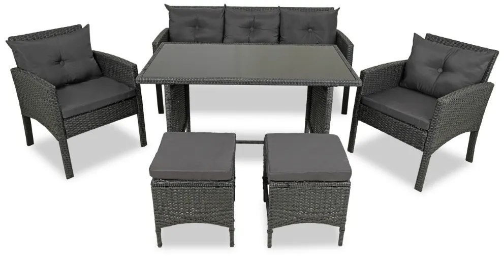Technorattan set met poefs Bari Garden Point antraciet