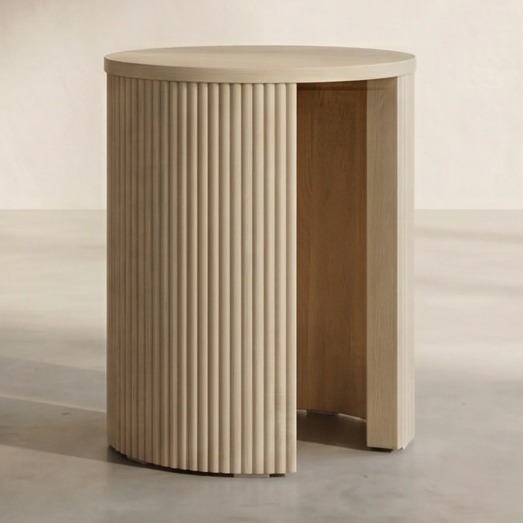 Moderne Bijzettafel Whitewash - 40 X 40cm.