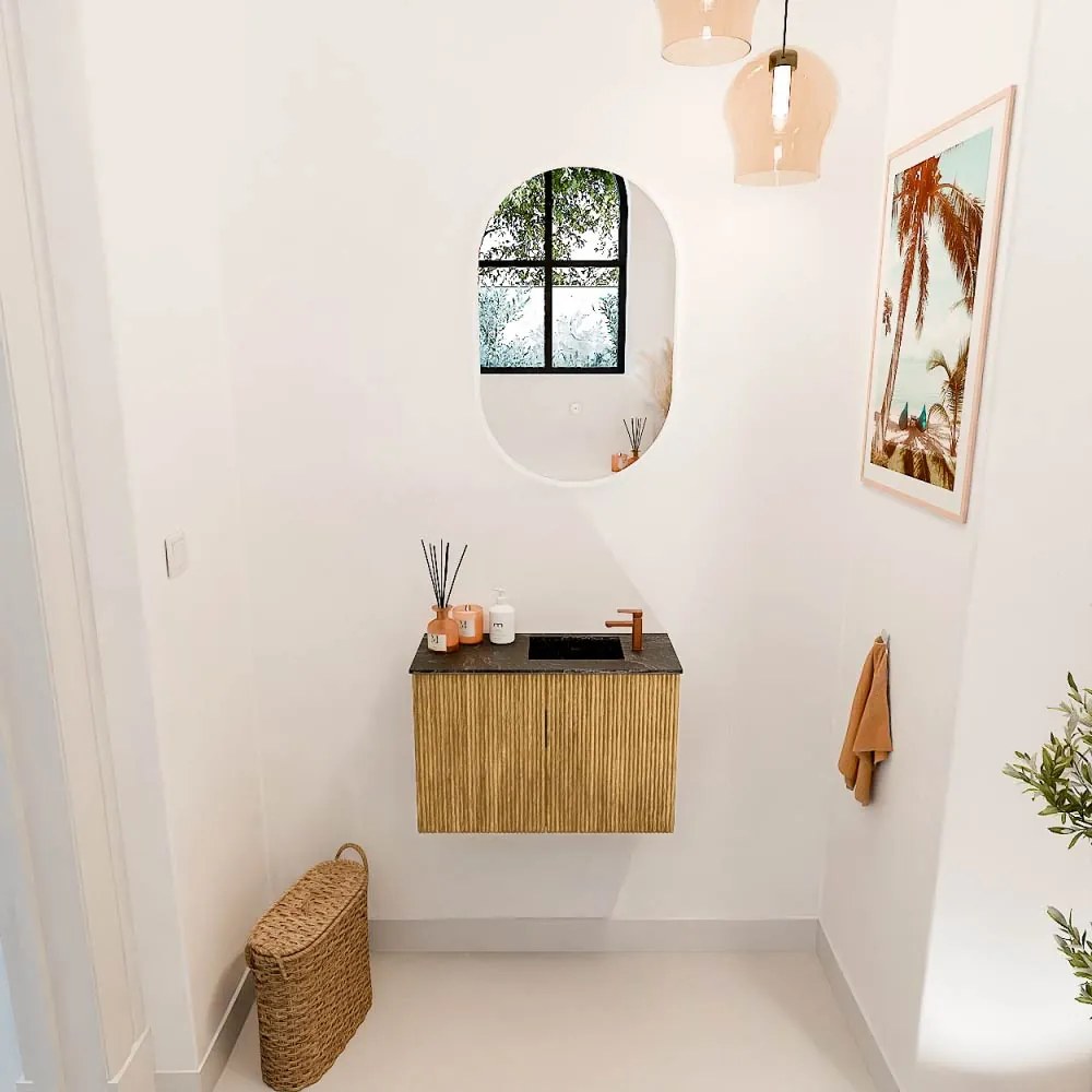 Mondiaz Joya DLux 60cm toiletmeubel oak met wastafel faye rechts 1 kraangat lava
