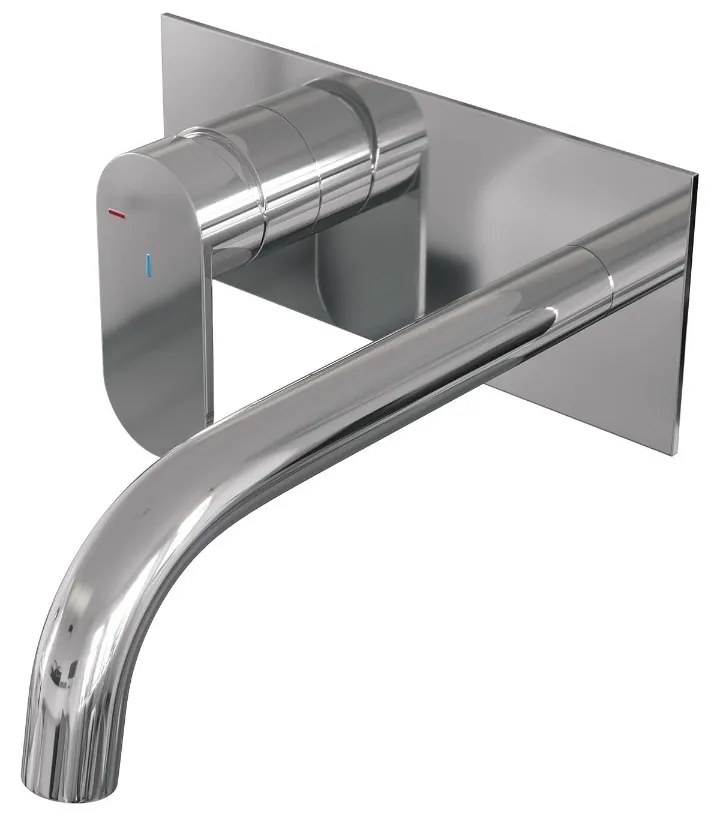 Brauer Chrome Edition ColdStart wastafelkraan inbouw gebogen uitloop met achterplaat model C2 chroom
