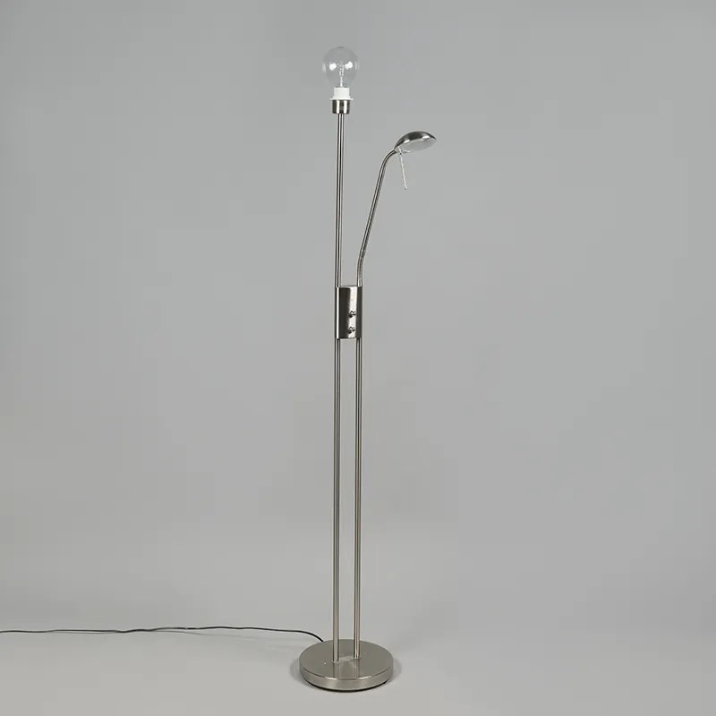 Moderne vloerlamp staal dimbaar - Luxor