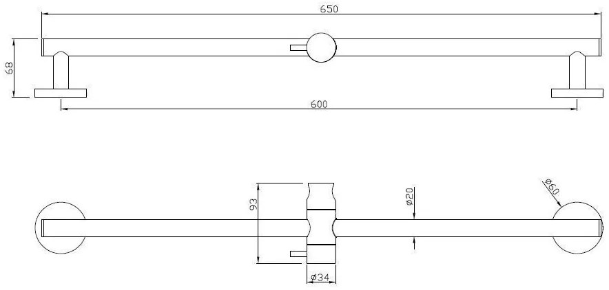 Mueller Round messing glijstang+glijstuk rond 650mm