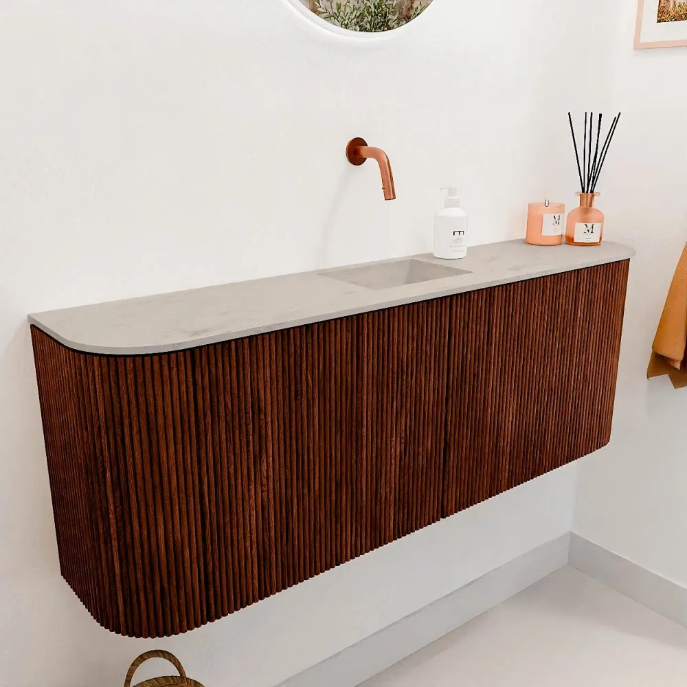 Mondiaz Joya DLux 115cm toiletmeubel ronding links/rechts ruby met wastafel faye midden zonder kraangat opalo