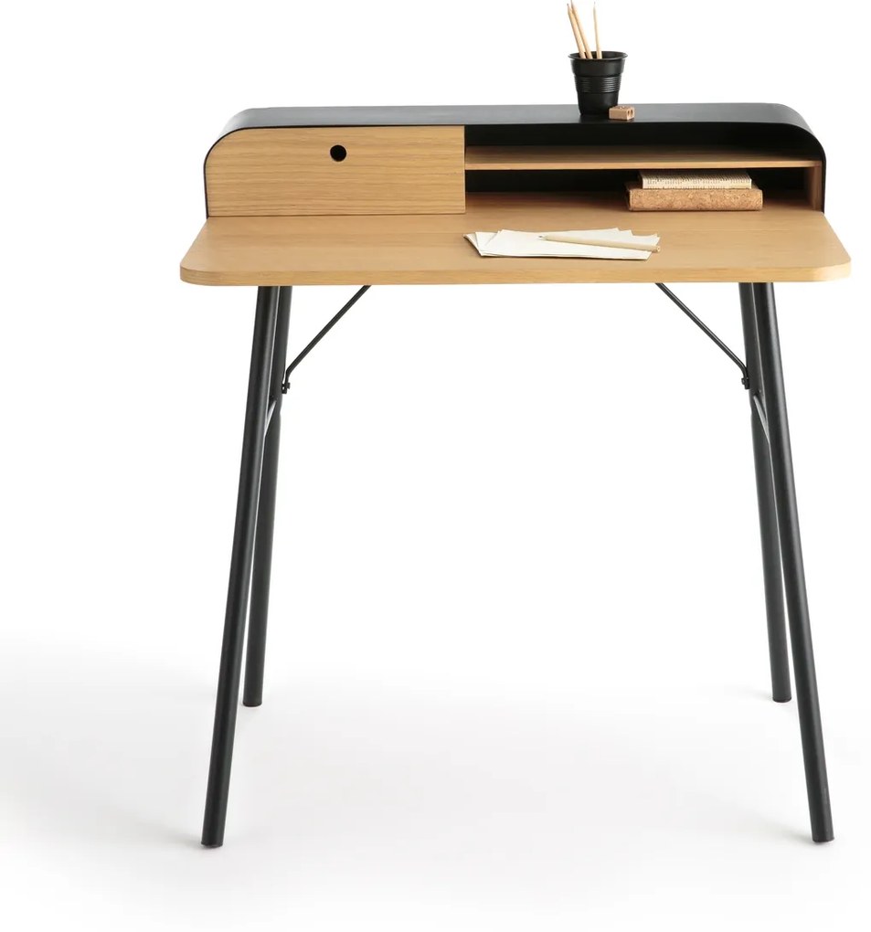 Bureau in metaal en fineer eik Jimi