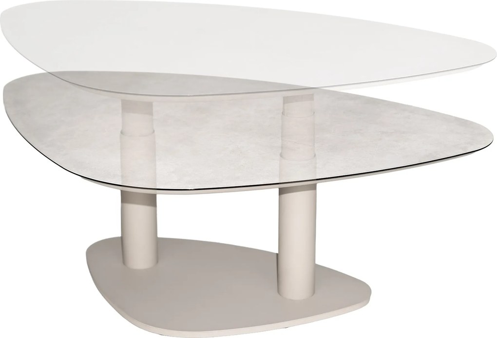 Paros in hoogte verstelbare tafel pebble shaped printed ceramic 140x90 cm linen Taste 4SO