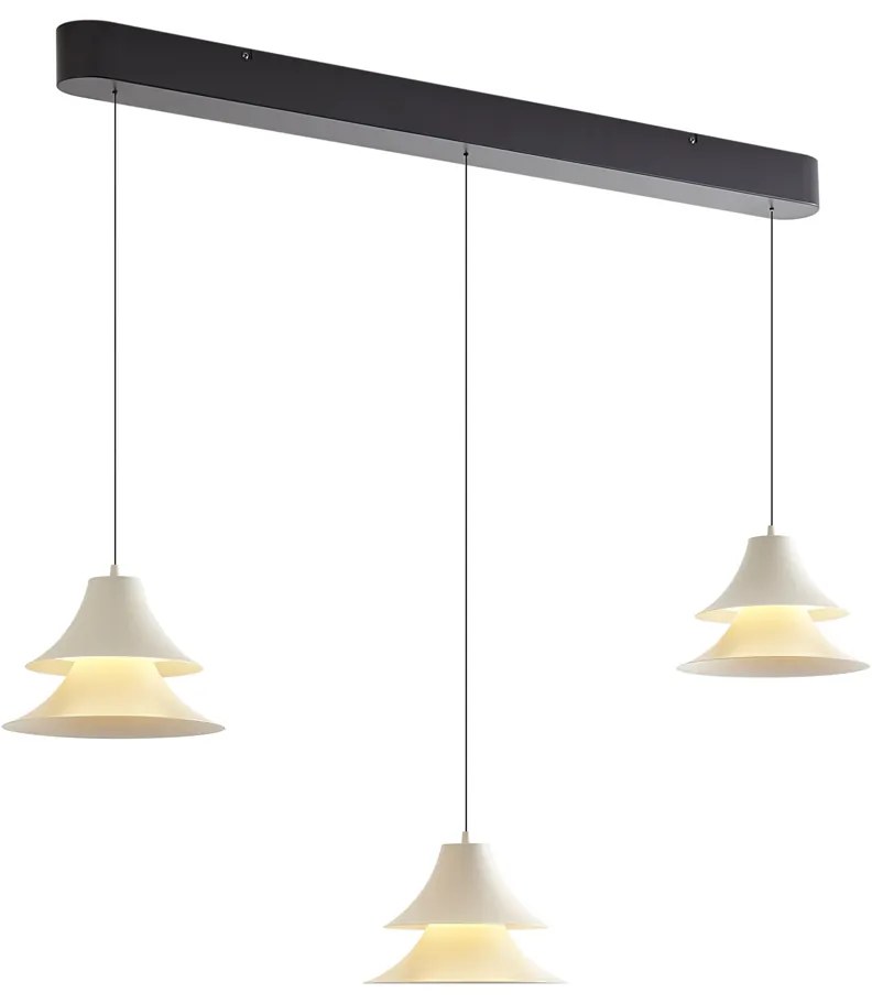Hanglamp zwart met beige incl. LED 3-staps dimbaar 3-lichts easylift - Witch