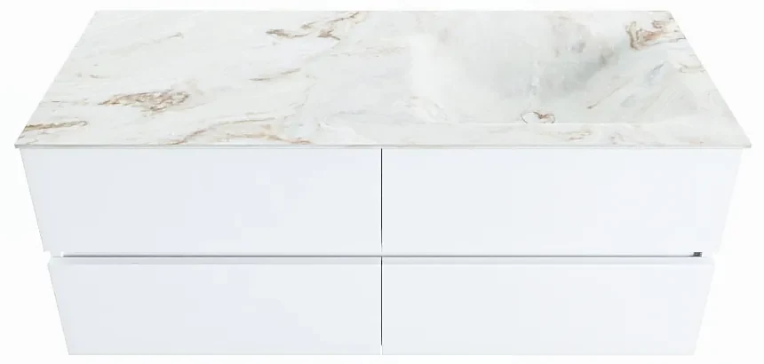 Mondiaz Vica DLux badmeubel 120cm talc 4 lades met wastafel frappe rechts 1 kraangat