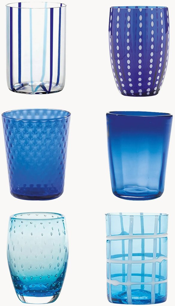 Handgemaakte waterglazen Melting Pot, 6-delig