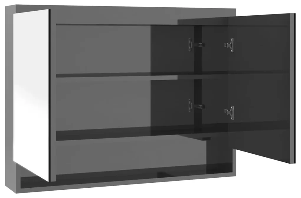 vidaXL Badkamerkast met spiegel 80x15x60 cm MDF glanzend grijs