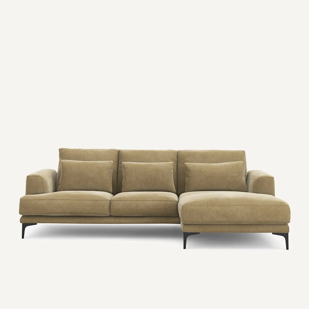 Rechtse hoekbank in stonewashed fluweel, Marsile