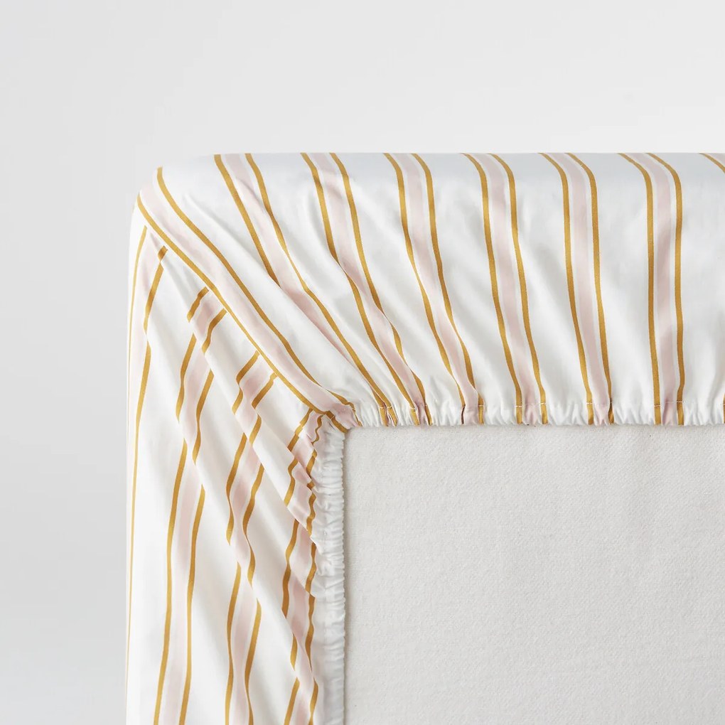 Hoeslaken in perkalkatoen 30 cm, gestreept, Alison