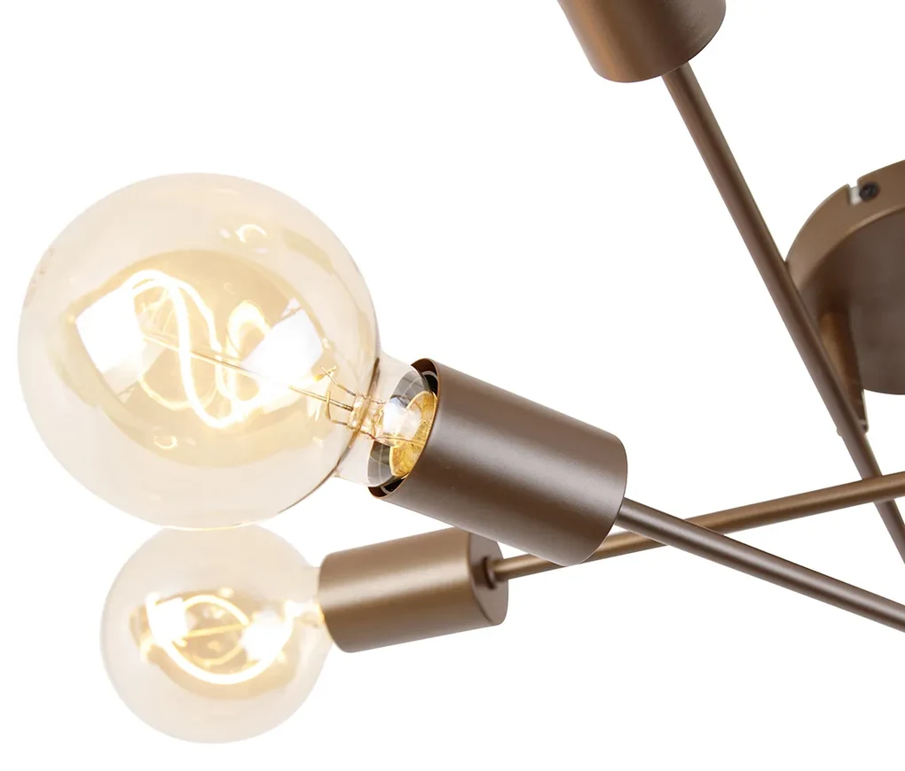 Smart plafondlamp donkerbrons 6-lichts incl. 6 Wifi G95 - Sydney Design E27 Binnenverlichting Lamp